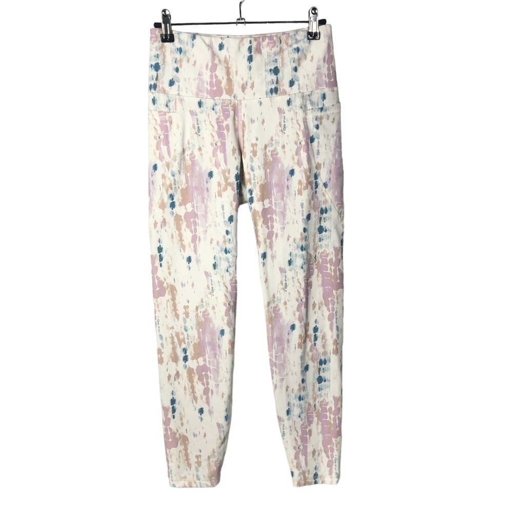 Old Navy Elevate Purple & Blue Paint Printed Athletic Leggings S